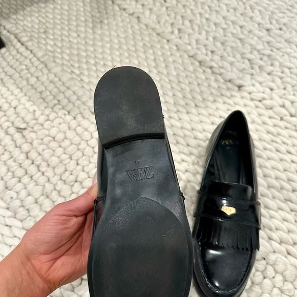 Black Patent Leather Loafers with Gold Ornament - Picture 3 of 4